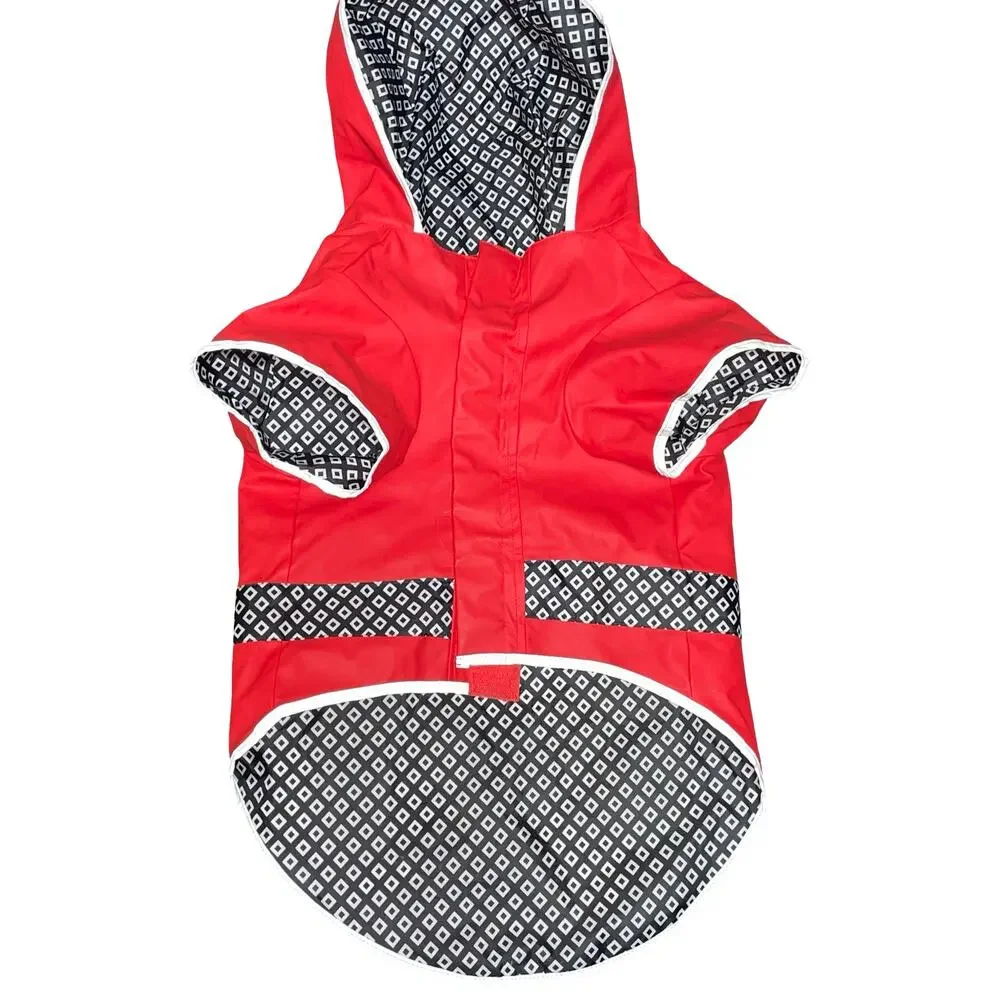 Good2Go Dog Raincoat XL Red Hooded Waterproof Reflective Slicker Jacket Petco